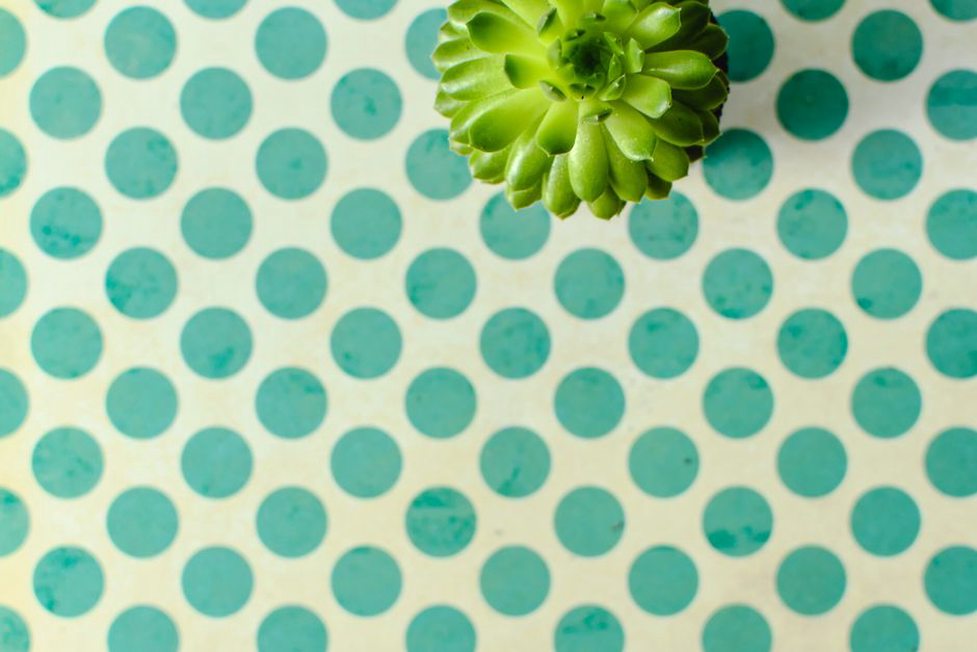 Close-up of polka dot pattern on vintage felt beret