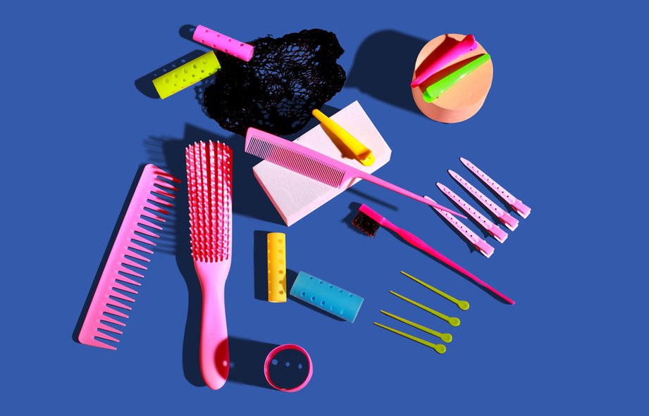 Bakelite hair combs in geometric Art Deco patterns from the 1930s