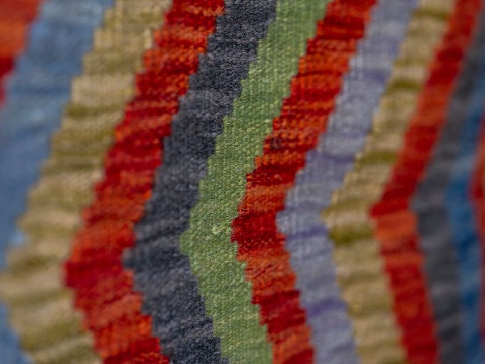 Close-up of cotton ric rac trim in pastel colours