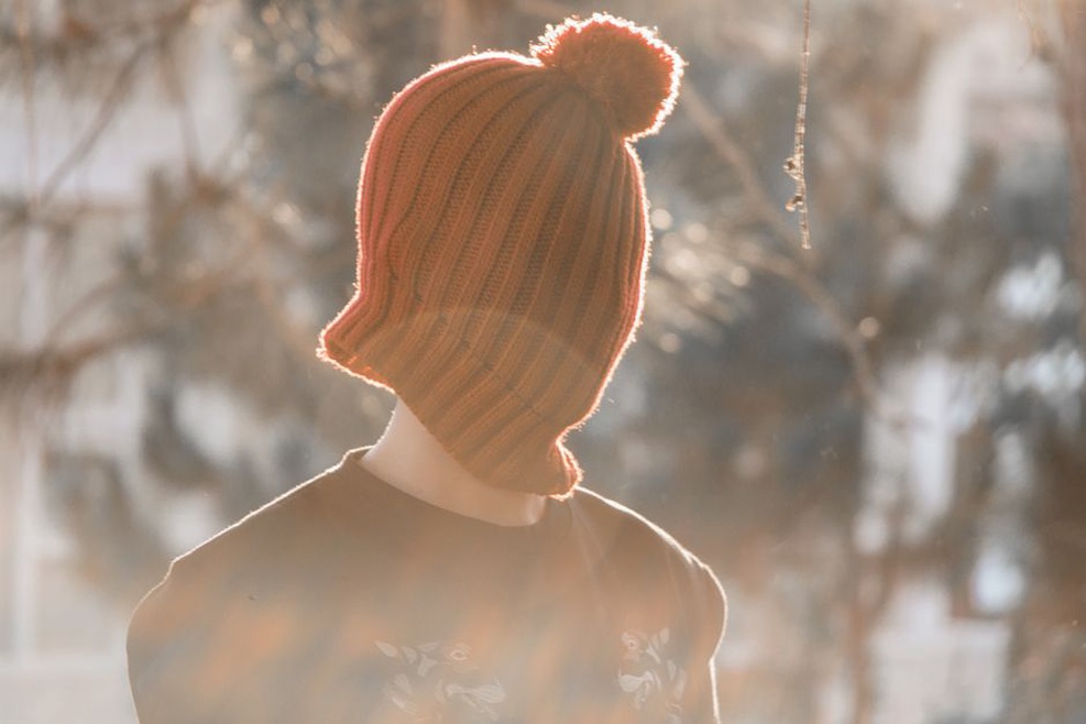 A colourful pom pom beanie from the 1960s mod era
