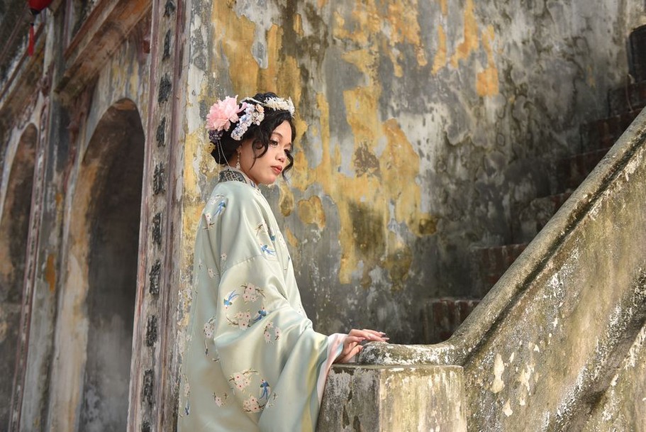 Folded vintage silk kimono protected with acid-free tissue
