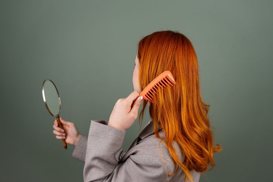 Edwardian tortoiseshell comb in an updo with curls