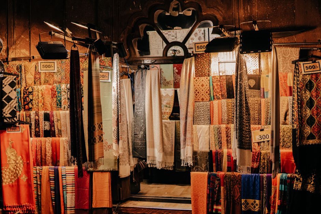 Patterned squares with contrasting borders and textures